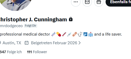 Screenshot eines wahrscheinlich gefälschten X-Profils