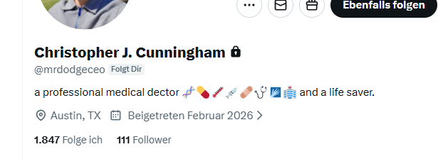 Screenshot eines wahrscheinlich gefälschten X-Profils